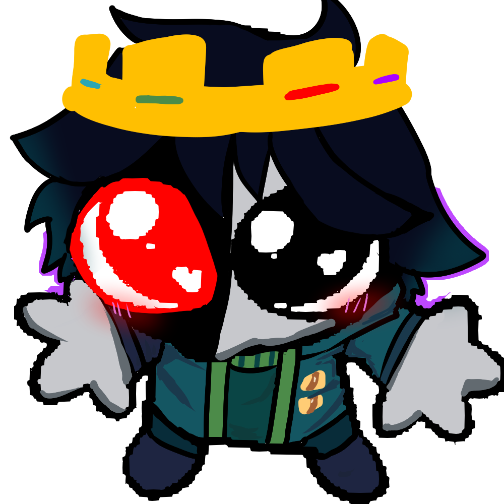 Vexel mascot with a crown and glowing red eye